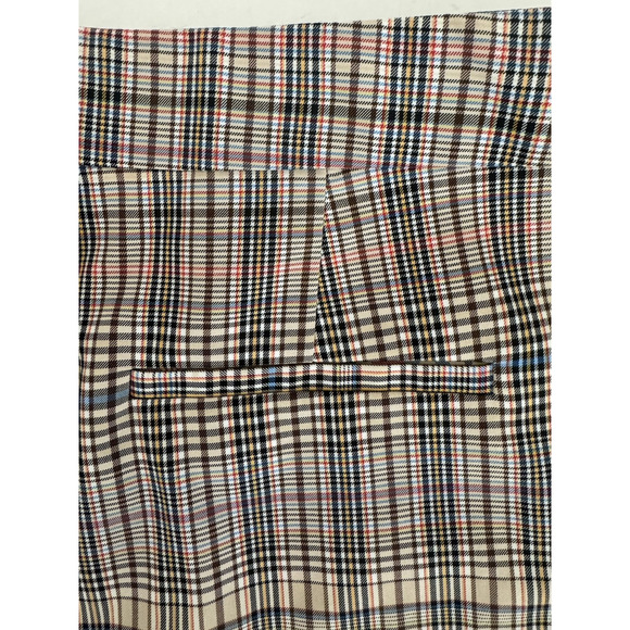 Per Se by Carlisle Ankle Pants 8 Christy Tan Blue Plaid Cotton Stretch Tapered - Picture 9 of 10